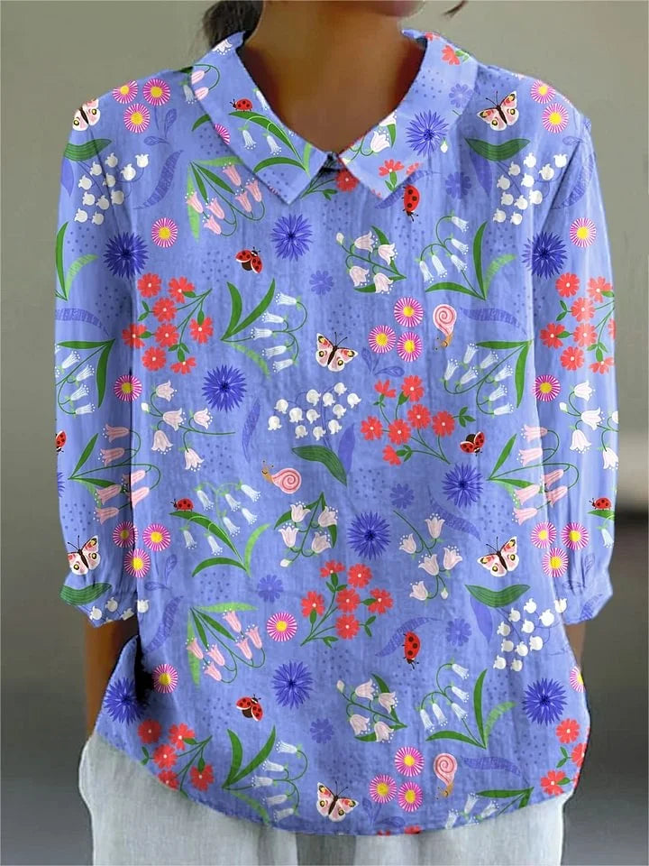 Elle | Vintage farverig bluse