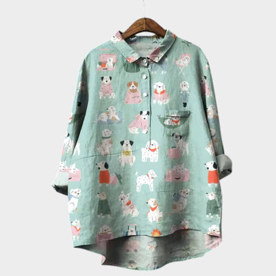MARIANELLA | Oversize bluse med hundeprint og hverdagskomfort for en munter stil