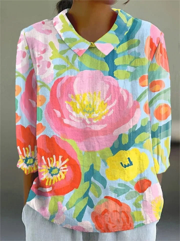 Elle | Vintage farverig bluse