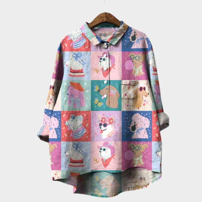 MARIANELLA | Oversize bluse med hundeprint og hverdagskomfort for en munter stil