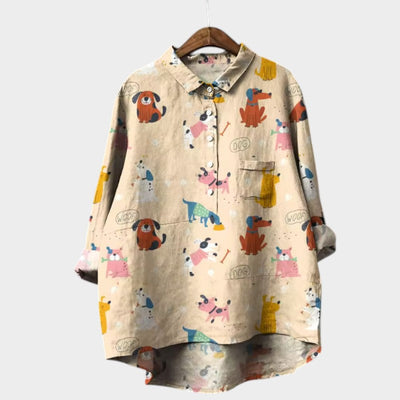 MARIANELLA | Oversize bluse med hundeprint og hverdagskomfort for en munter stil