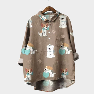 MARIANELLA | Oversize bluse med hundeprint og hverdagskomfort for en munter stil