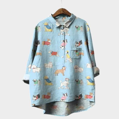 MARIANELLA | Oversize bluse med hundeprint og hverdagskomfort for en munter stil