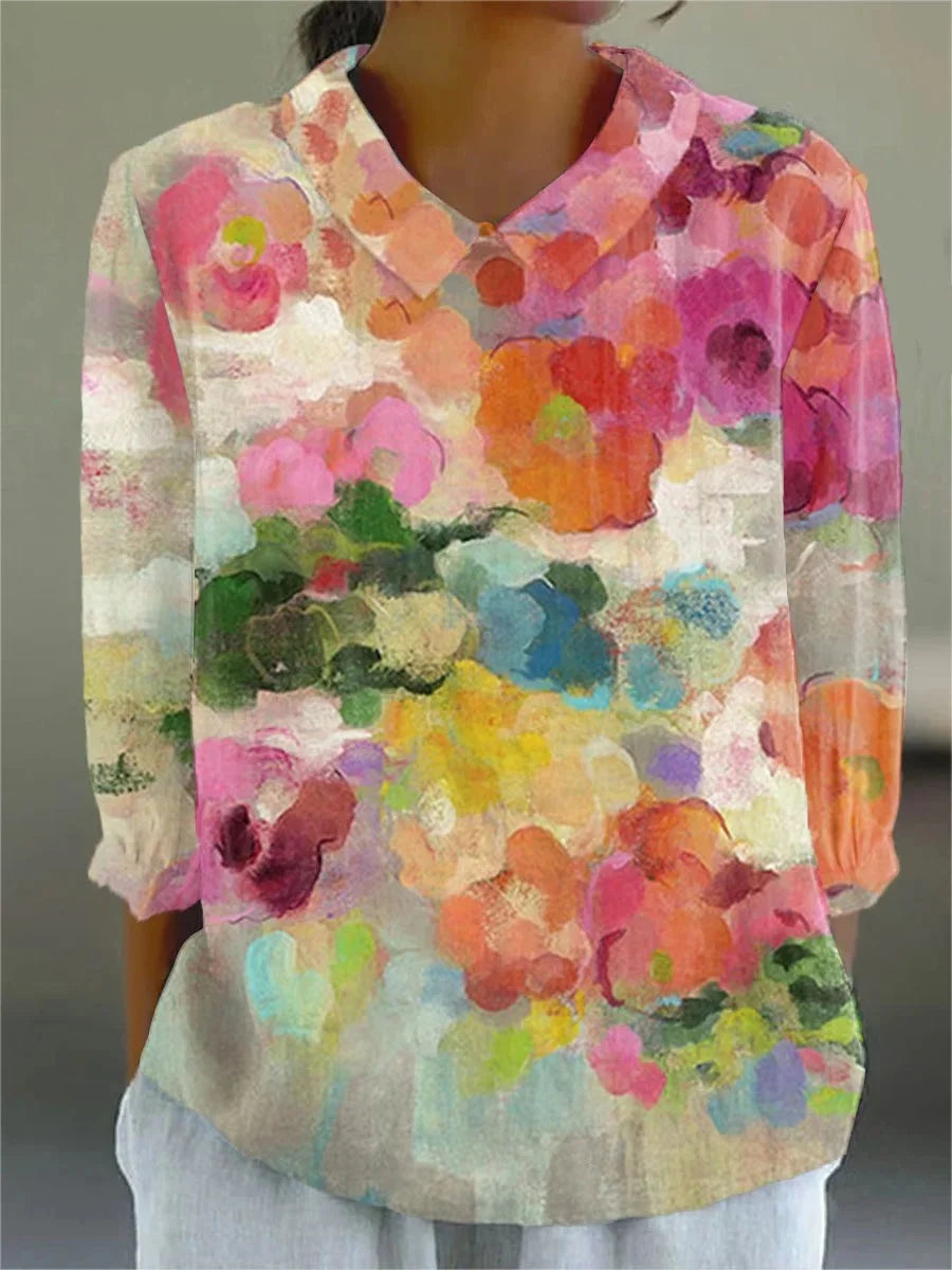 Elle | Vintage farverig bluse