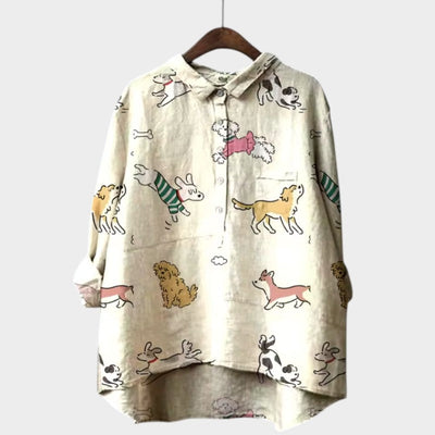 MARIANELLA | Oversize bluse med hundeprint og hverdagskomfort for en munter stil
