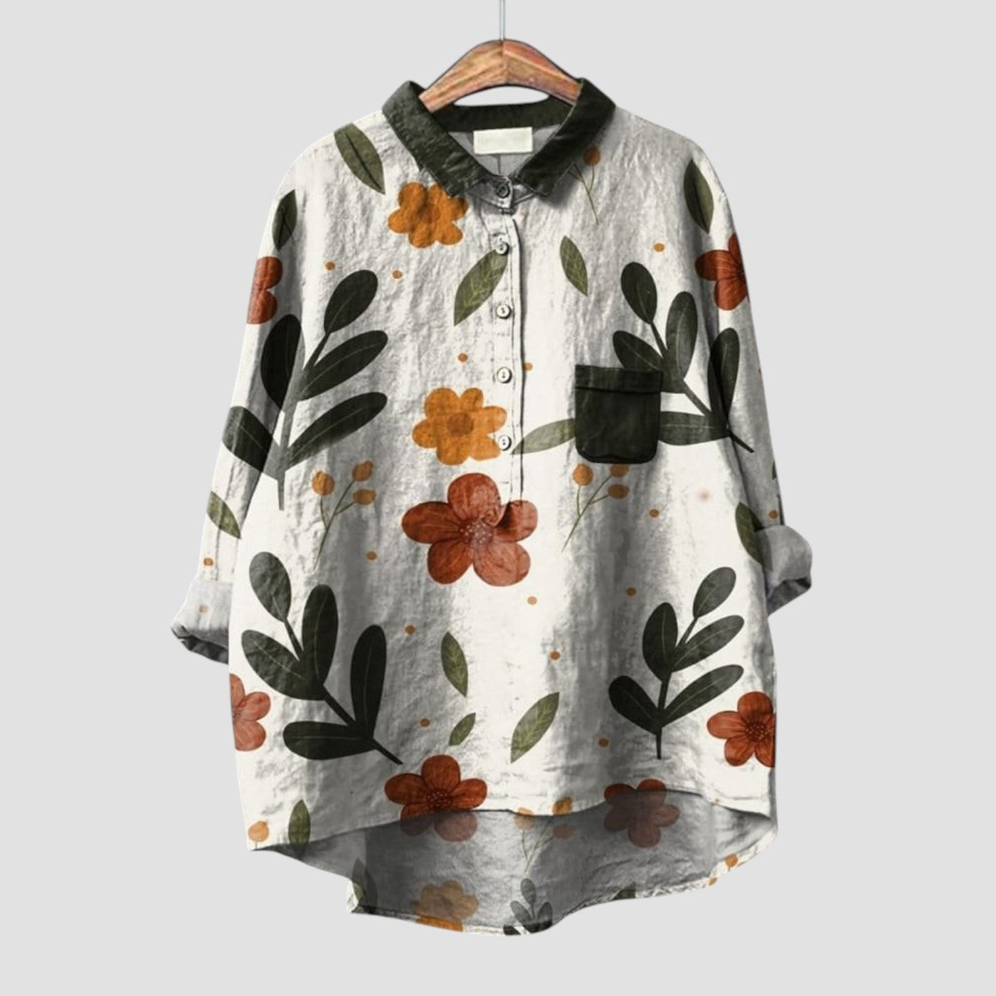 CLARISSA | Oversize blomstret skjorte i naturlig og autentisk stil