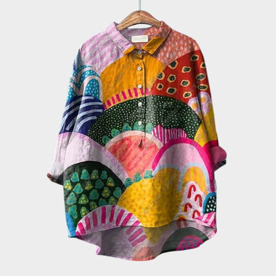 FRANCESCA | Blomstret oversize bluse med lyse farver og elegant komfort til hverdag