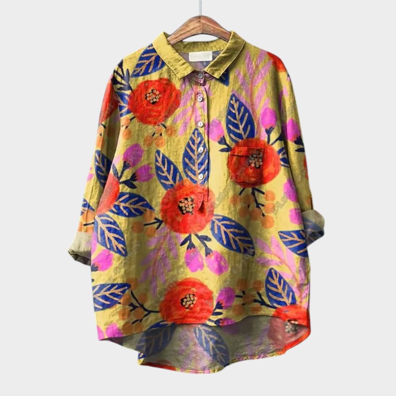FRANCESCA | Blomstret oversize bluse med lyse farver og elegant komfort til hverdag