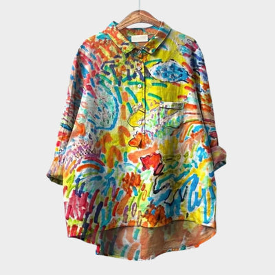 FRANCESCA | Blomstret oversize bluse med lyse farver og elegant komfort til hverdag