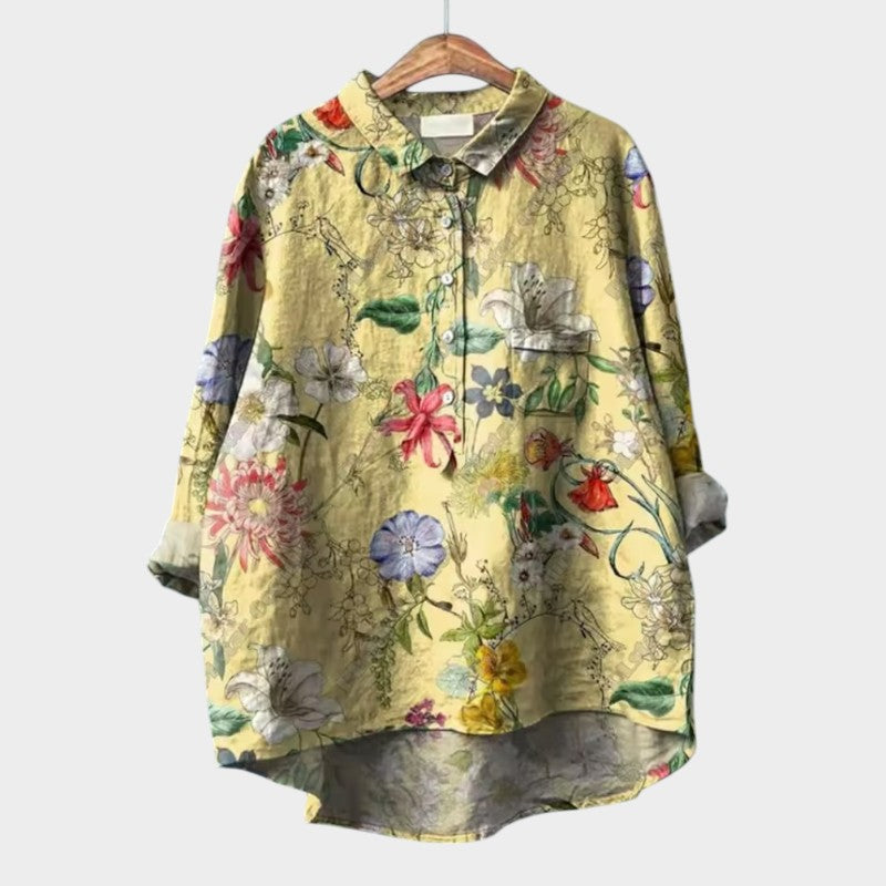 FRANCESCA | Blomstret oversize bluse med lyse farver og elegant komfort til hverdag