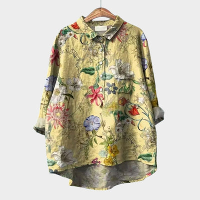 FRANCESCA | Blomstret oversize bluse med lyse farver og elegant komfort til hverdag