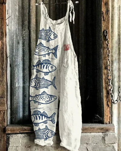 Marini™ | Jumpsuit i hør med japansk mønster