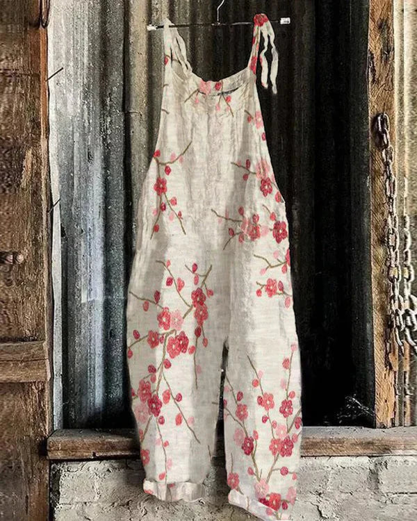 Marini™ | Retro japansk jumpsuit i Plum Blossom-kunst