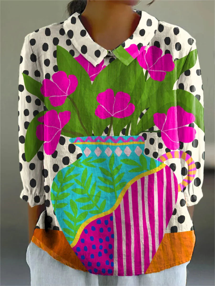 Elle | Vintage farverig bluse