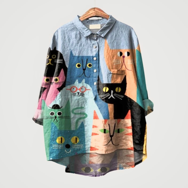 PALMIRA | Oversize skjorte med hundedesign og hverdagskomfort for et ubekymret look