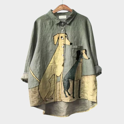 PALMIRA | Oversize skjorte med hundedesign og hverdagskomfort for et ubekymret look