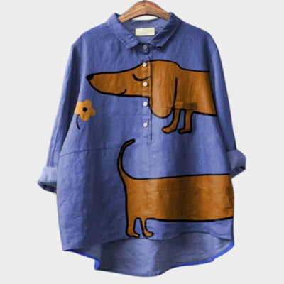 PALMIRA | Oversize skjorte med hundedesign og hverdagskomfort for et ubekymret look