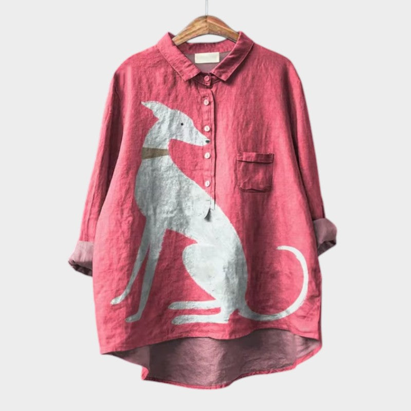 PALMIRA | Oversize skjorte med hundedesign og hverdagskomfort for et ubekymret look